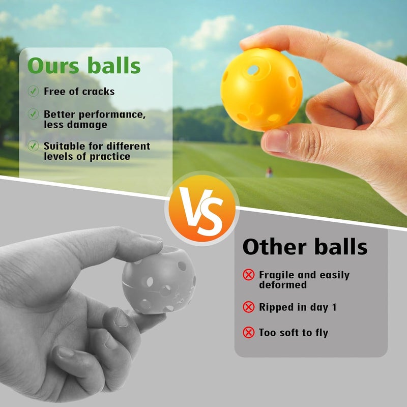 Bac-kitchen 26 Pack Practice Golf Balls, 41mm Hollow Airflow Plastic Golf Balls with Golf Tees, for Indoor Outdoor Driving Range Backyard Swing Practice - Image 5